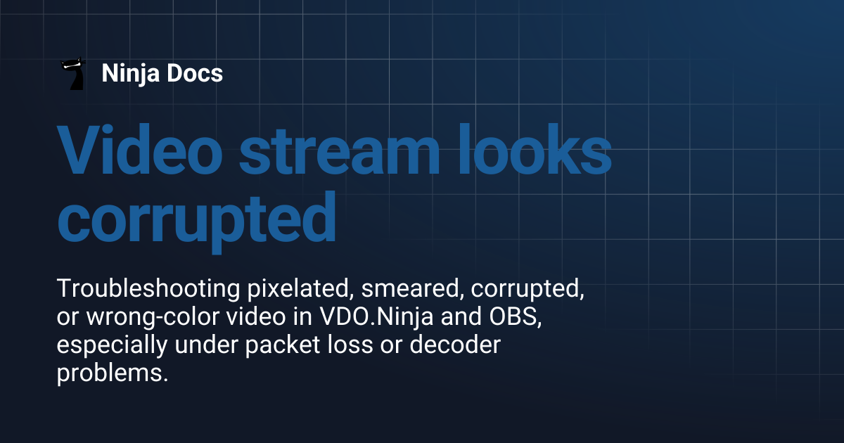 Video stream looks corrupted | Ninja Docs
